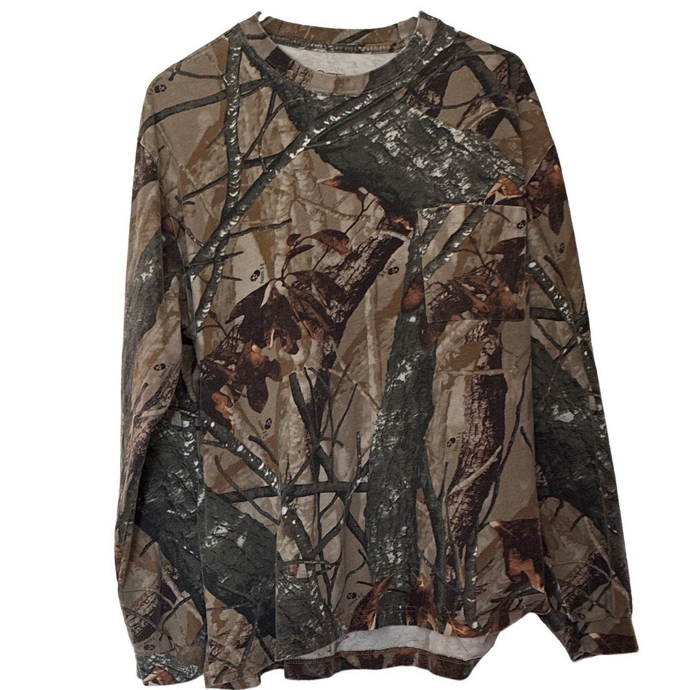 Outfitters Ridge Camo Shirt MensLarge L Long Sleeve Pocket Fusion 3D Hunting Tee